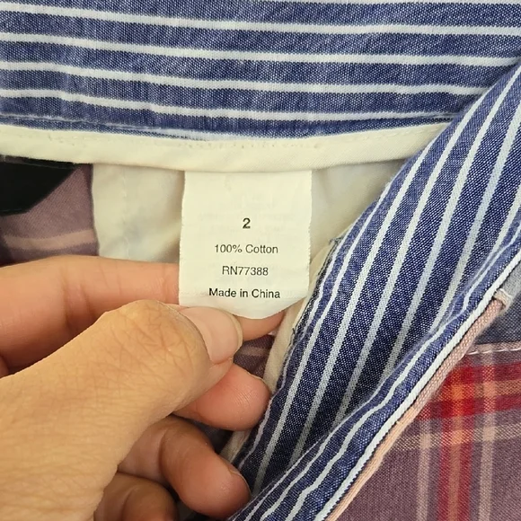 J. Crew Pants Size 2 City Fit Capris Y2K Madras Plaid Patchwork Ankle Zips - Picture 9 of 10